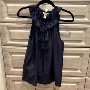 Navy Ruffled Women's Tank Top